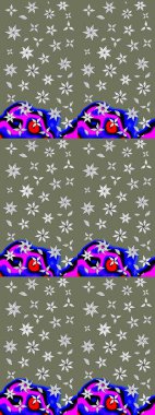 Yeşil ve nötr renklerde parlak çiçekli halı deseni.