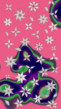 Güzel karalamalı çiçek desenli çizim. Küçük çiçekteki sevimli çiçek deseni. Güzel kumaş deseni. Raster illüstrasyonu.