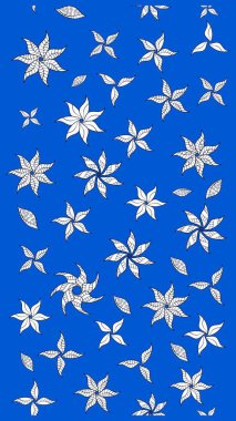 Mavi ve nötr renklerde çiçekler. Düz Çiçek Elementleri Tasarımı. Raster illüstrasyonundaki çiçek desenli çizim. Renkli Bahar Teması çizim şablonu.