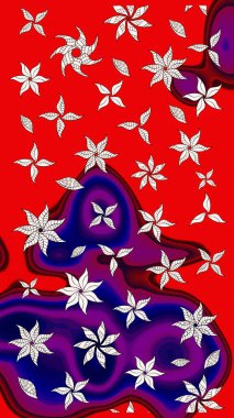 Raster illüstrasyonundaki çiçek desenli çizim. Suluboya tarzında kırmızı ve mor renkte çiçekler.