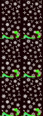 Yapraklı çiçekler ve siyah ve nötr renklerde papatya çiçekleri. Raster - stok. Taslak arkaplan deseni.