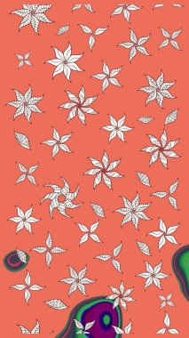 Çiçekler turuncu ve nötr renklerde. Raster illüstrasyonu. Tropikal çizim çiçek deseni.