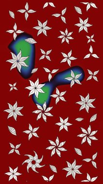 Kırmızı ve nötr renklerde. Raster illüstrasyonu. Kırmızı ve nötr papatyalardan oluşan kırmızı ve nötr bir desen.