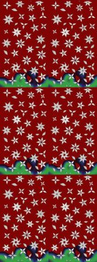 Renkli Bahar Teması eskiz kalıbı. Kırmızı ve nötr renklerde çiçekler. Sevimli çiçek raster deseni. Düz Çiçek Elementleri Tasarımı.