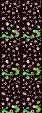 Yapraklı çiçekler ve siyah ve nötr renklerde papatya çiçekleri. Raster - stok. Taslak arkaplan deseni.