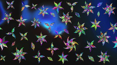 Renkli Bahar Teması eskiz kalıbı. Düz Çiçek Elementleri Tasarımı. Çiçekli çizim şekli. Gri ve mavi renkte çiçekler.