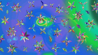 Klasik taslak çizimi. Çiçek mavisi ve yeşil çizim deseni. Raster çiçek izi. Raster Yumuşak kumaş deseni.