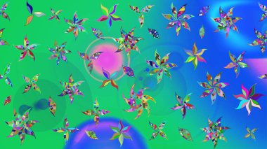 Düz Çiçek Elementleri Tasarımı. Renkli Bahar Teması eskiz kalıbı. Raster illüstrasyonundaki çiçek desenli çizim. Süslü kumaş deseni.