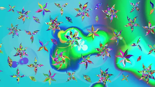 Eski usul. Raster illüstrasyonu. Kumaş, tekstil, duvar kağıdı baskısı için. Eskiz geçmişi. Renkli desenli eskiz deseni, mavi ve yeşil çiçekler ve dekoratif elementler.