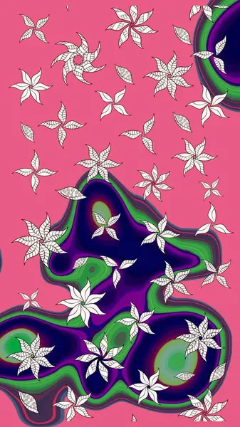 Güzel karalamalı çiçek desenli çizim. Küçük çiçekteki sevimli çiçek deseni. Güzel kumaş deseni. Raster illüstrasyonu.