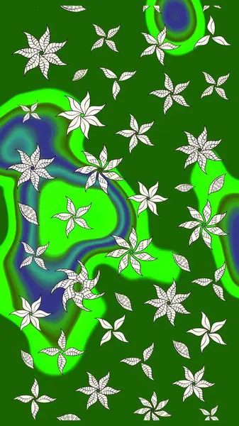 Raster illüstrasyonu. Yumuşak, yeşil ve nötr renklerde bahar çiçekleri. Raster çiçek desenli ve çiçekli..