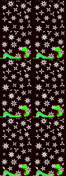 Yapraklı çiçekler ve siyah ve nötr renklerde papatya çiçekleri. Raster - stok. Taslak arkaplan deseni.