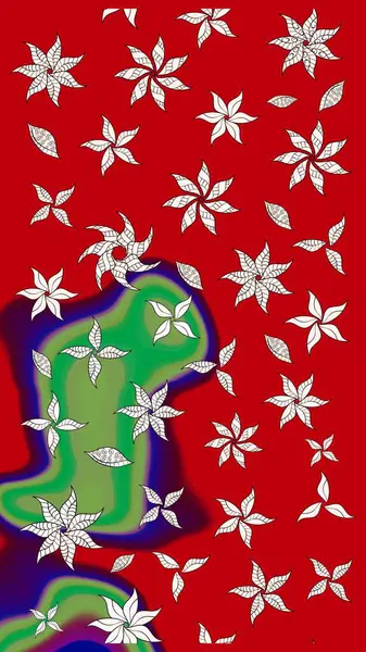 Düz Çiçek Elementleri Tasarımı. Çiçek desenli çizim. Güzel kumaş deseni. Asya tekstil tarzında. Raster illüstrasyonu. Renkli Bahar Teması çizim şablonu.