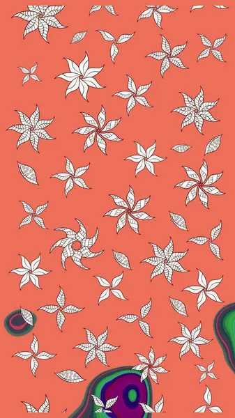 Çiçekler turuncu ve nötr renklerde. Raster illüstrasyonu. Tropikal çizim çiçek deseni.