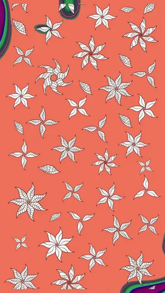 Çiçekler turuncu ve nötr renklerde. Kumaş desenli papatya çiçekleri ayrıntıları.