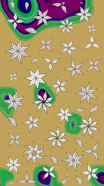 Renkli Bahar Teması eskiz kalıbı. Taslak desenli, modaya uygun kumaş deseni. Şirin çiçek elementleri. Düz Çiçek Elementleri Tasarımı. Raster illüstrasyonu.