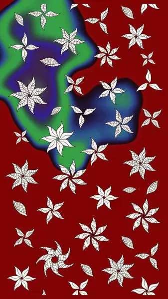 Kırmızı ve nötr renklerde çiçekler. Düz Çiçek Elementleri Tasarımı. Renkli Bahar Teması eskiz kalıbı. Raster illüstrasyonu. Çiçekli çiçek deseni, suluboya..