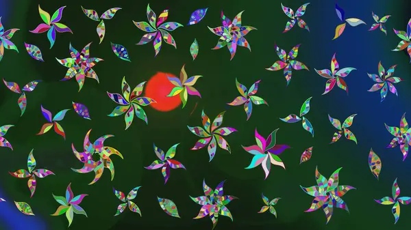 Küçük çiçekteki sevimli çiçek deseni. Raster illüstrasyonu. Raster deseni. # Mavi ve yeşil renkte yaz çiçekleri #.