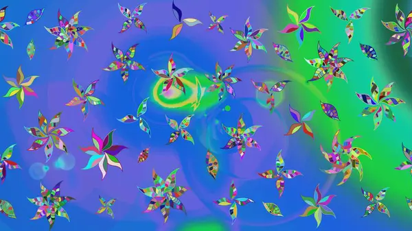 Klasik taslak çizimi. Çiçek mavisi ve yeşil çizim deseni. Raster çiçek izi. Raster Yumuşak kumaş deseni.