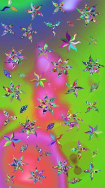 Raster illüstrasyonu. El çizimi. Çiçekli, yapraklı, çiçek desenli çizim..