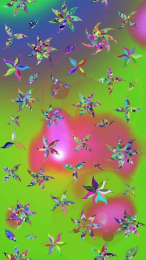 Raster illüstrasyonu. Robot resim. Küçük çiçekte sevimli çiçek deseni var..