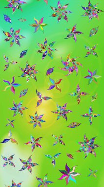 Raster düz çiçek çizim deseni. Yeşil ve nötr renklerde çiçekler. Tasarım hediye paketi, tebrik kartları, posterler ve afiş tasarımı.