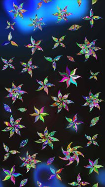 Eskiz arkaplan modeli. Raster illüstrasyonu. Suluboya, elle çizilmiş. Gri ve mavi yapraklı yabani çiçekler.