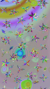 Çiçek arkaplan. Renkli çizim kalıbı. Gri ve nötr renklerde şirin tekstil tarzında. Çiçek duvar kâğıdı. Raster illüstrasyonu.