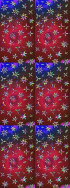 Çiçekli karalama şeklinde Raster çiçek deseni. Nazik, sevimli çiçek arkaplanı. Kırmızı ve kahverengi renkte çiçekler.