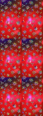 Çiçek desenli çizim. Kırmızı ve pembe renkte çiçekler. Asya tekstil tarzında. Raster illüstrasyonu. Düz Çiçek Elementleri Tasarımı. Renkli Bahar Teması çizim şablonu.