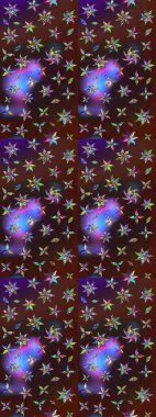 Şirin çiçek elementleri. Raster illüstrasyonu. Kahverengi ve mor renkli çiçekler. Çizim.