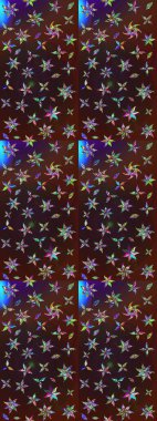 Raster illüstrasyonu. Kahverengi ve mor renkli çiçekler. Şirin çiçek elementleri. Çizim.