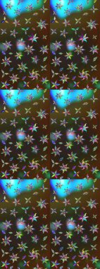 Sevimli çiçek raster deseni. Renkli Bahar Teması eskiz kalıbı. Düz Çiçek Elementleri Tasarımı. Kahverengi ve gri renkte çiçekler.