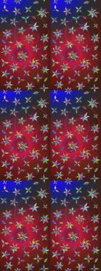 Renkli Bahar Teması eskiz kalıbı. Raster illüstrasyonundaki çiçek desenli çizim. Düz Çiçek Elementleri Tasarımı. Kırmızı ve kahverengi renkte çiçekler.