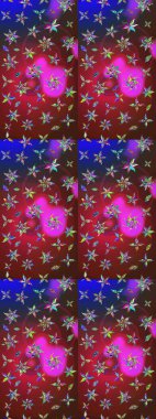 Çiçeksel fantezi tasarımı ve parlak bir arka plan çizimi. Renkli Bahar Teması eskiz kalıbı. Düz Çiçek Elementleri Tasarımı.