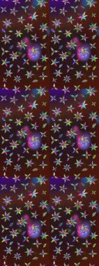 Renkli Bahar Teması eskiz kalıbı. Kahverengi ve mor renkli çiçekler. Düz Çiçek Elementleri Tasarımı. Raster illüstrasyonunda çiçek deseni çizimi.