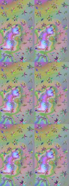 Klasik çiçek tasarımı elementleri. Tarafsız ve mavi kıvırcık çiçekler tarafsız ve mavi renklerde şekillenir. Raster illüstrasyonu.