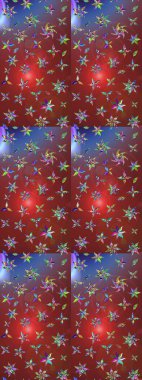 Süslü kumaş deseni. Raster illüstrasyonundaki çiçek desenli çizim. Renkli Bahar Teması eskiz kalıbı. Düz Çiçek Elementleri Tasarımı.