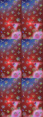 Raster illüstrasyonu. Çiçek desenli eskiz, darbeler, sıçramalar, yaz çiçekleri. Kahverengi ve kırmızı renkte çiçekler.