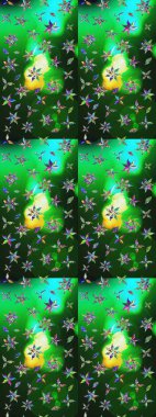 Raster illüstrasyonu. Düz Çiçek Elementleri Tasarımı. Renkli Bahar Teması eskiz kalıbı. Çiçek deseni. Chichi kumaş deseni çiz.