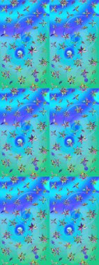 Suluboya tarzında mavi ve yeşil çiçekli zarif eskiz deseni, tasarım elementleri. Düzenlenebilir. Düğün davetiyeleri için çiçek deseni, tebrik kartları, hatıra defteri, baskı, hediye paketi, imalat