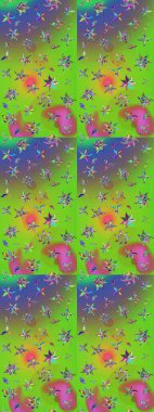 Renkli Bahar Teması eskiz kalıbı. Raster güzel kumaş deseni çiziyor. Çiçek deseni. Düz Çiçek Elementleri Tasarımı.