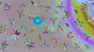 Gri ve nötr renkte çiçekler. Hediye ambalaj kağıdı, tebrik kartları, posterler ve pankart tasarımı. Raster düz çiçek çizim deseni.