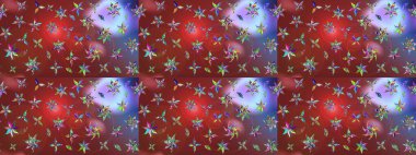 Raster Güzel kumaş deseni. Raster suluboya deseni, narin çiçekler, kahverengi ve kırmızı çiçekler, tebrik kartı şablonu..