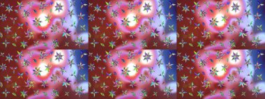 Raster illüstrasyonu. Kahverengi ve pembe renklere karalamalar çizilmiş çiçek deseni.