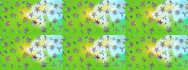 Yumuşak, yaz çiçekli arka plan. Çiçekli karalama şeklinde Raster çiçek deseni. Yeşil ve nötr renkte çiçekler.