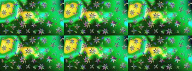 Renkli grunge, koyu yeşil ve mavi çiçeklerle soyut bir arka plan oluşturur. Parmak izi, kumaş, duvar kâğıdı, tekstil için raster dokusu. Nakış desenli çiçek deseni..