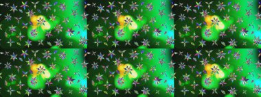 Yeşil ve gri renkte manzaralı çiçek deseni. Sevgililer günü ve tebrik kartı konsepti için şık bir davetiye. Üst manzara, yumuşak stil. Çiçek kompozisyonu, el boyası, hassas şablon..