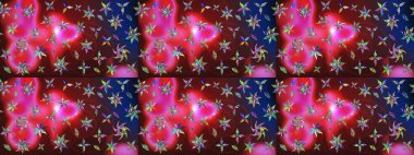 Kırmızı ve kahverengi renkte çiçekler. Raster illüstrasyonu. Çiçek desenli eskiz, vuruşlar, sıçramalar, yaz çiçekleri..