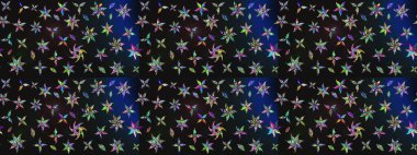 Raster illüstrasyonu. Çiçekli karalama şeklinde Raster çiçek deseni. Gri ve mavi renkte bahar çiçekleri.